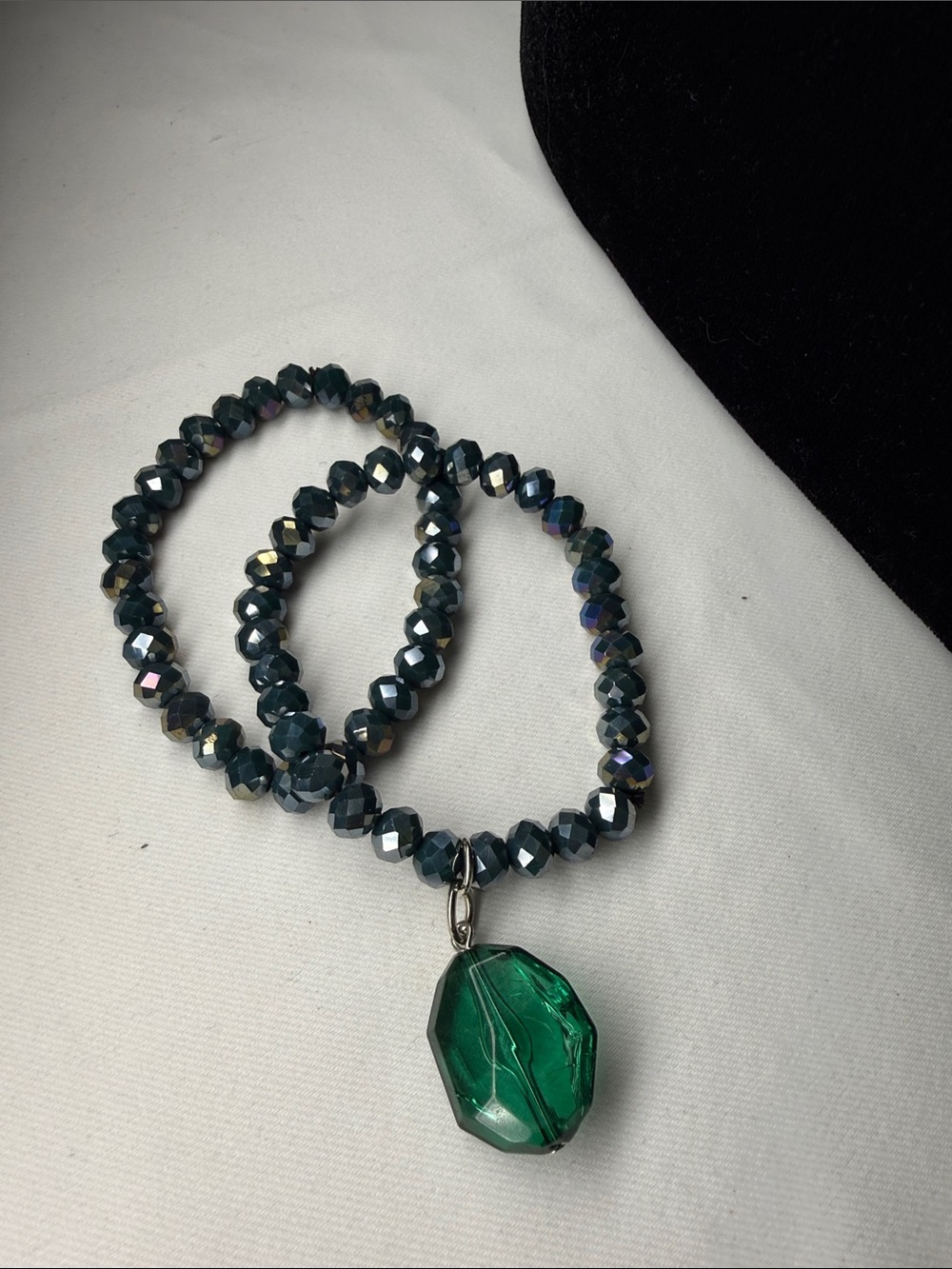 Sassy Jones Beaded bracelet with Green Pendant